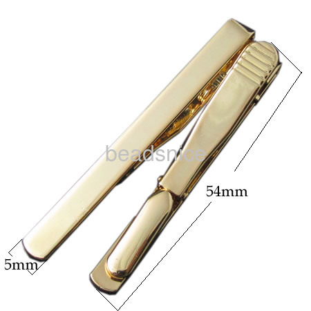 Vacuum real gold plating, More than 2 microns thick, Tie Clips,Brass,Flat round,